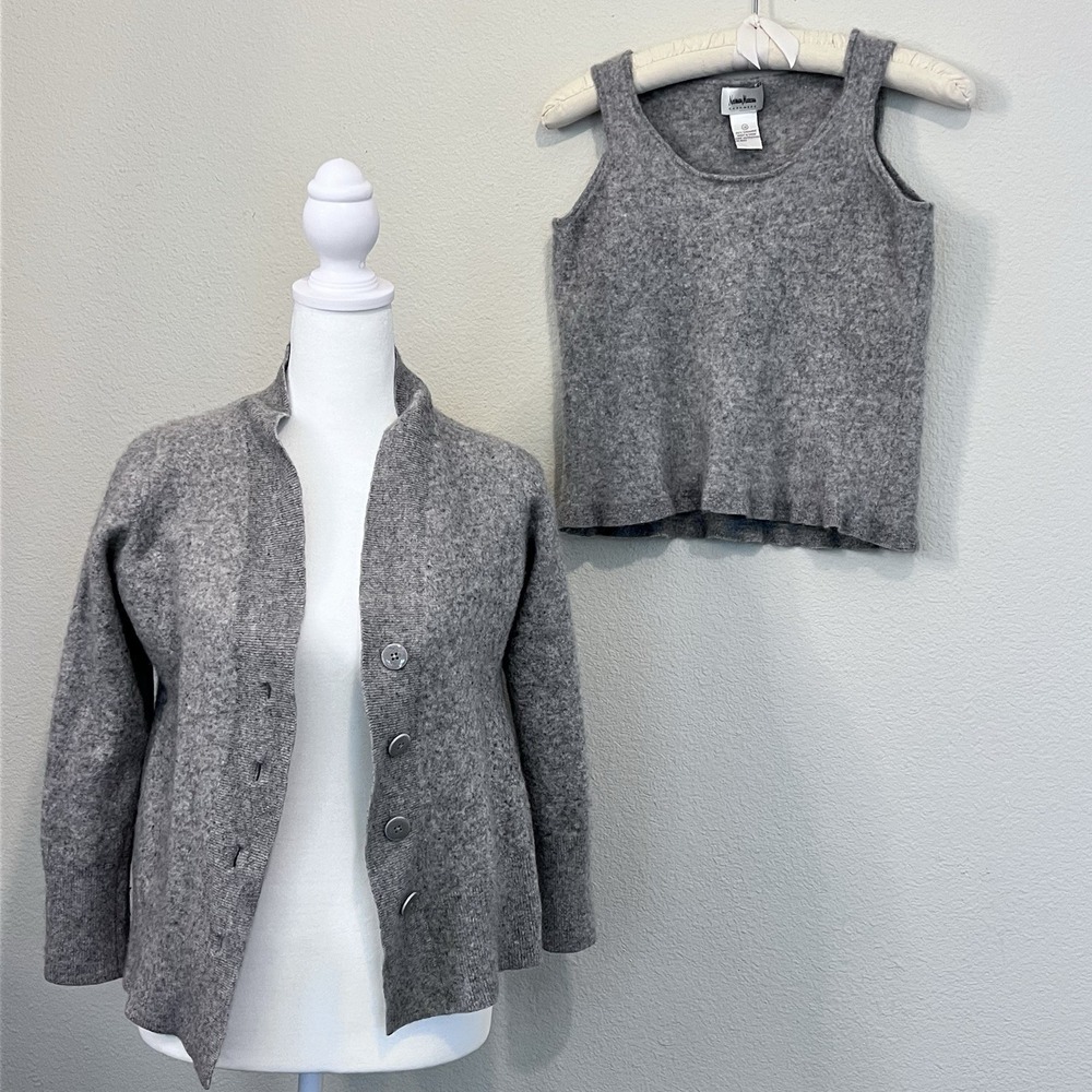 Two Piece Neiman Marcus Cardigan Tank Set Cashmere Set READ Gray Capsule Minimal